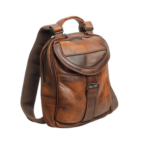 Vintage brown leather backpack